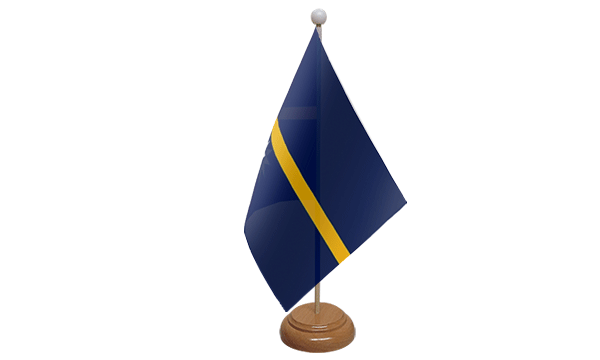 Nauru Small Flag with Wooden Stand
